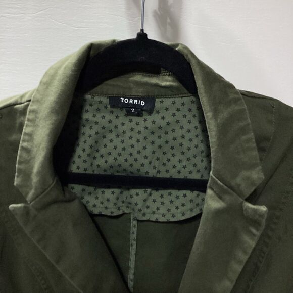Torrid Blazer Olive Green Button Front Pockets Torrid Size 2 - Picture 4 of 12
